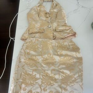 Vintage Halter Midi Skirt Set